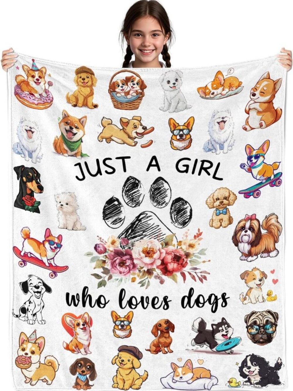 Cozy Dog Lover Blanket for Women & Kids, Perfect Gift for Dog Enthusiasts 40"x50